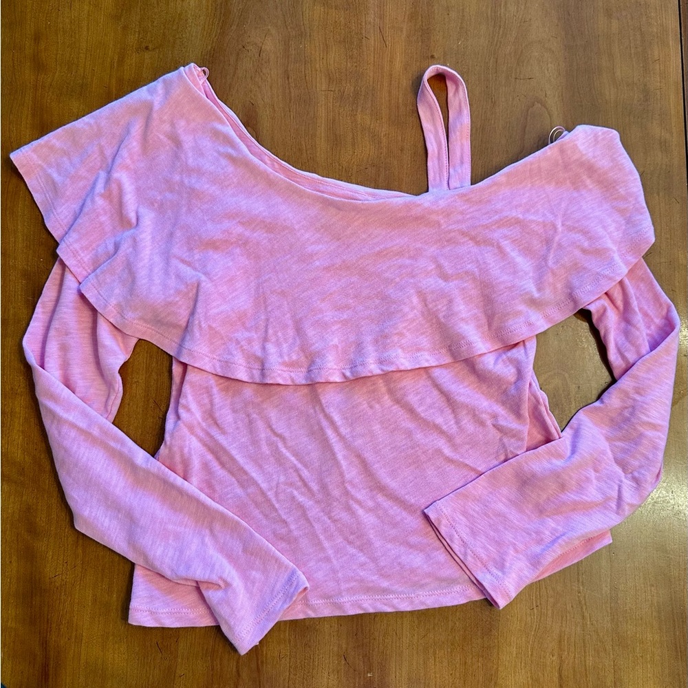 Anthropologie Light Pink Off-Shoulder Blouse
